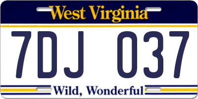 WV license plate 7DJ037
