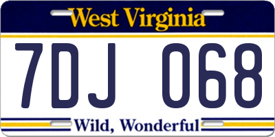 WV license plate 7DJ068