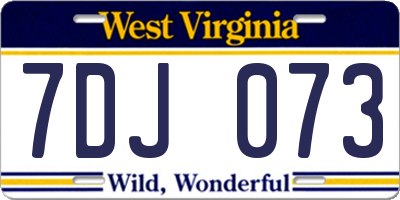 WV license plate 7DJ073