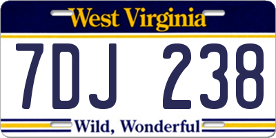 WV license plate 7DJ238