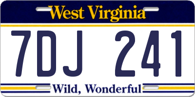 WV license plate 7DJ241