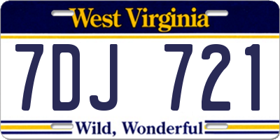 WV license plate 7DJ721