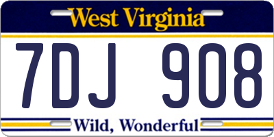 WV license plate 7DJ908