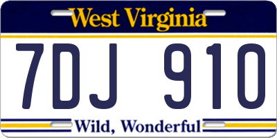 WV license plate 7DJ910