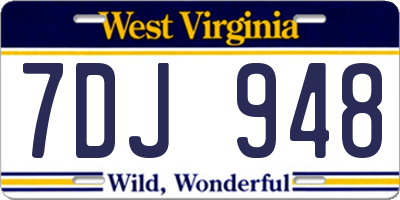 WV license plate 7DJ948