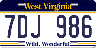 WV license plate 7DJ986