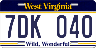 WV license plate 7DK040