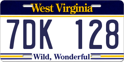 WV license plate 7DK128