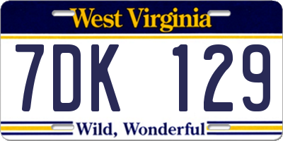 WV license plate 7DK129