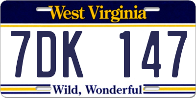 WV license plate 7DK147