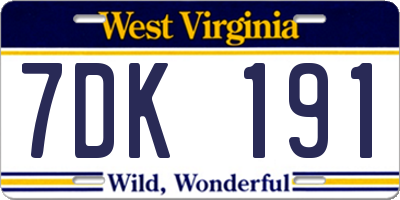 WV license plate 7DK191