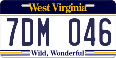 WV license plate 7DM046