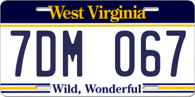 WV license plate 7DM067