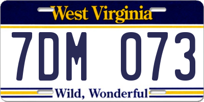 WV license plate 7DM073