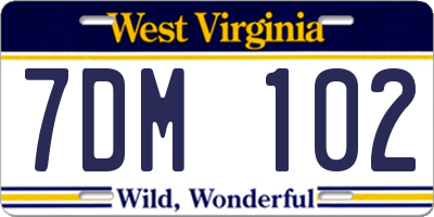 WV license plate 7DM102