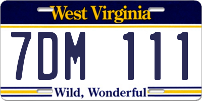 WV license plate 7DM111