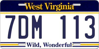 WV license plate 7DM113