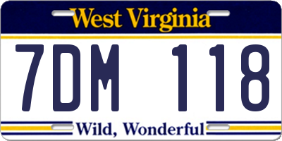 WV license plate 7DM118