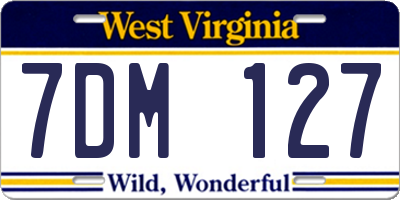 WV license plate 7DM127