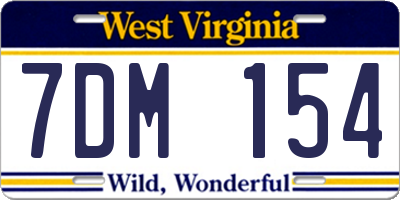 WV license plate 7DM154