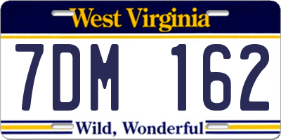 WV license plate 7DM162
