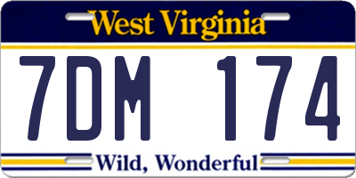 WV license plate 7DM174