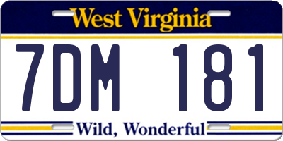 WV license plate 7DM181