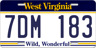 WV license plate 7DM183