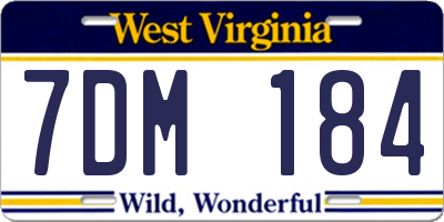 WV license plate 7DM184