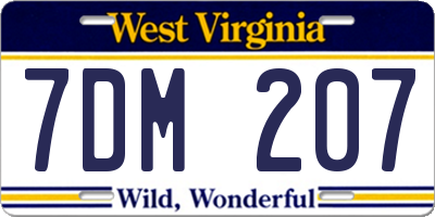 WV license plate 7DM207