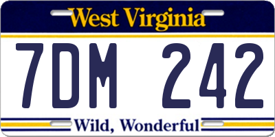 WV license plate 7DM242