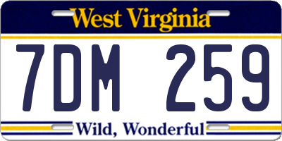 WV license plate 7DM259