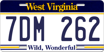 WV license plate 7DM262
