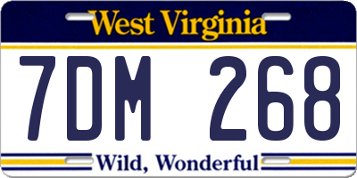 WV license plate 7DM268
