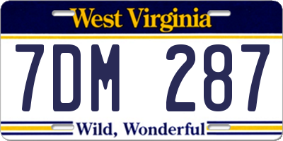 WV license plate 7DM287