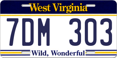 WV license plate 7DM303