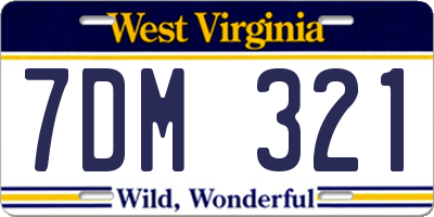 WV license plate 7DM321