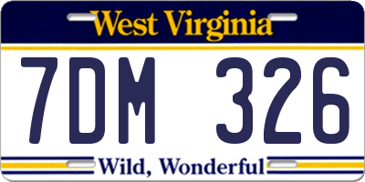 WV license plate 7DM326