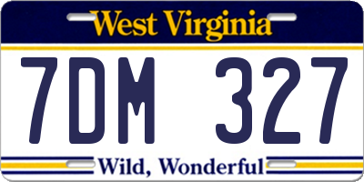 WV license plate 7DM327