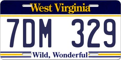 WV license plate 7DM329