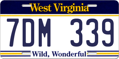 WV license plate 7DM339