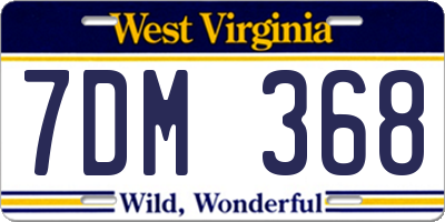 WV license plate 7DM368