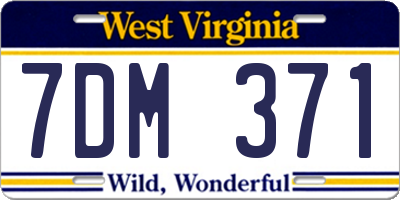 WV license plate 7DM371
