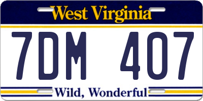 WV license plate 7DM407