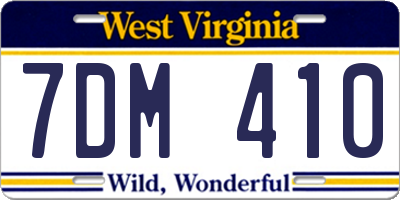 WV license plate 7DM410