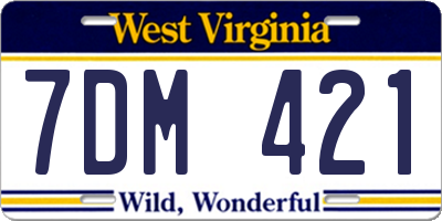 WV license plate 7DM421