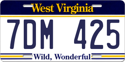 WV license plate 7DM425
