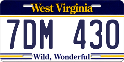 WV license plate 7DM430