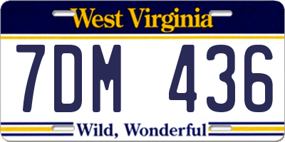 WV license plate 7DM436