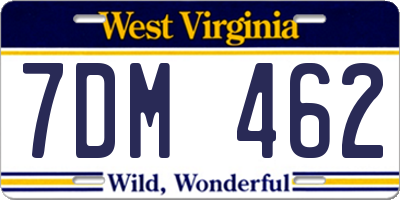 WV license plate 7DM462